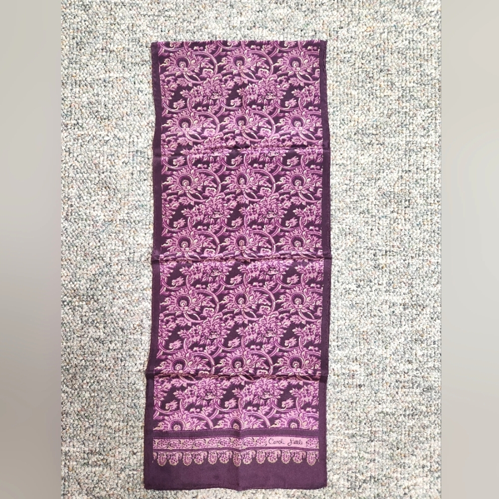 Carole Little Purple Floral Oblong Silk Scarf